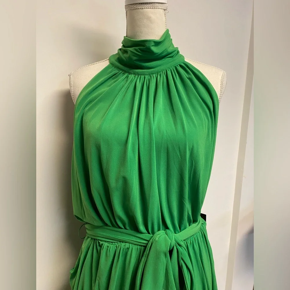 NWT Gabrielle Union NY & Co Green Halter Midi Dress Sz XL - Picture 2 of 8